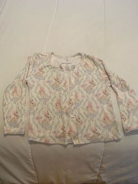 Posh Peanut Bunny Print Cardigan in Cream, Pink, Blue